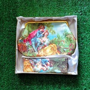 Early 1920s 30s Vintage purse and beauty kit (brush and mirror)